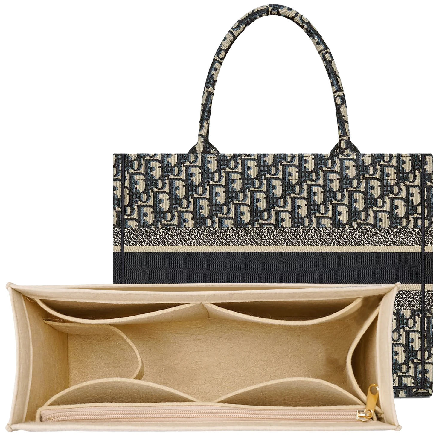 Felt Tote Bag Organizer Insert with Zipper - Image 2