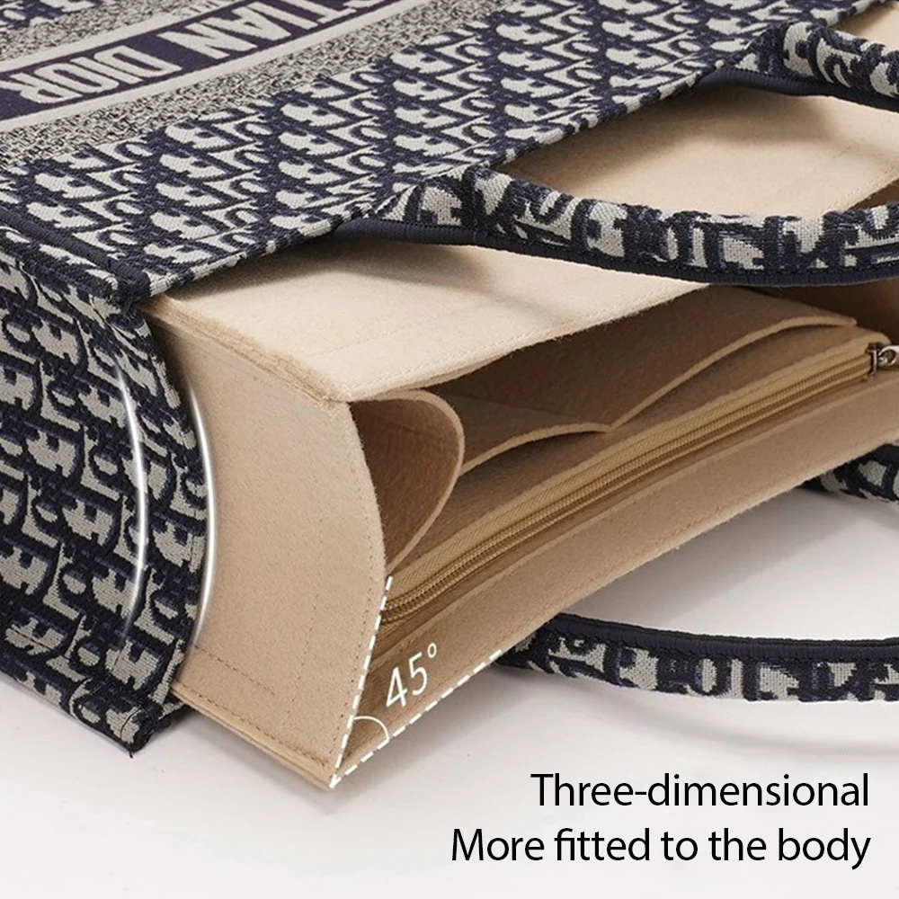 Felt Tote Bag Organizer Insert with Zipper